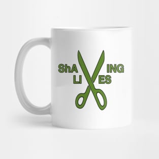 green ShAVING LIVES logo Mug